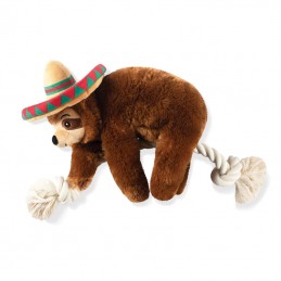 PetShop by Fringe Studio - Sombrero Sloth on a rope | Wholesale Dog Toys