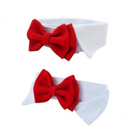 Red dog bow tie with collar - Size M